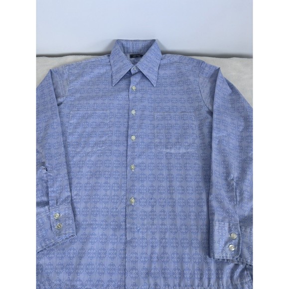 Vintage 60s 70s TOWNCRAFT BUTTON UP SHIRT Penn Prest Penneys Men’s M Big Collar - Picture 6 of 7